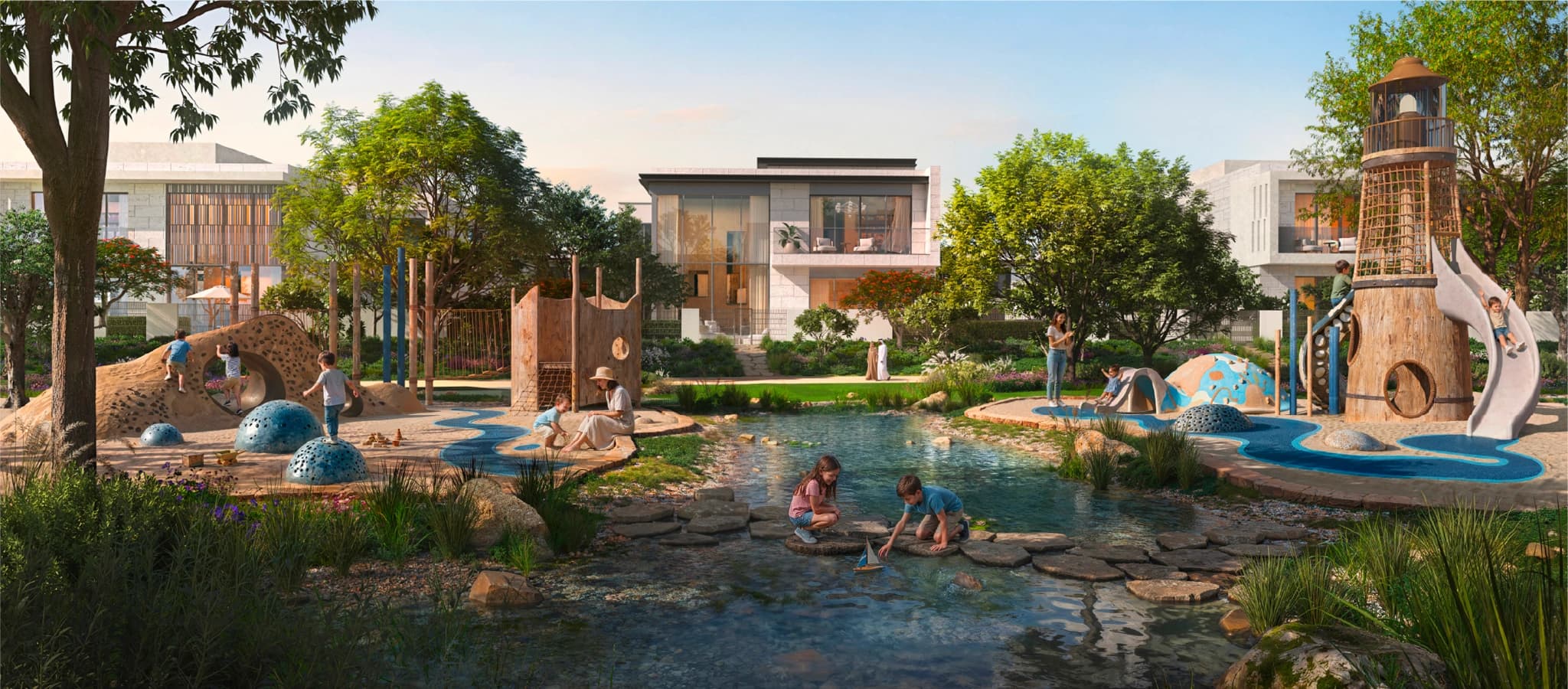The kids' discovery garden and water play at Talay